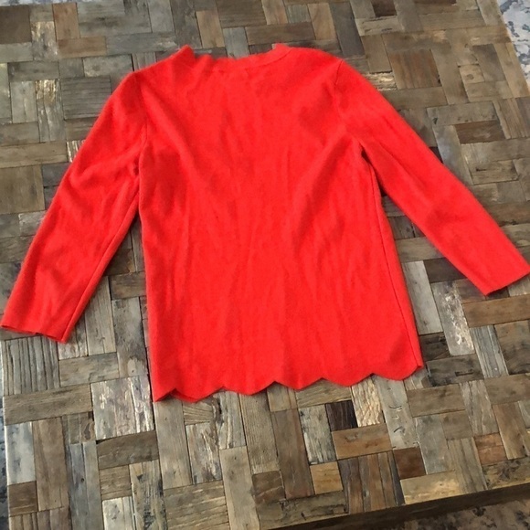Halogen Nordstrom Bright Fiery Red Scalloped Sweater Size Small - Picture 3 of 5